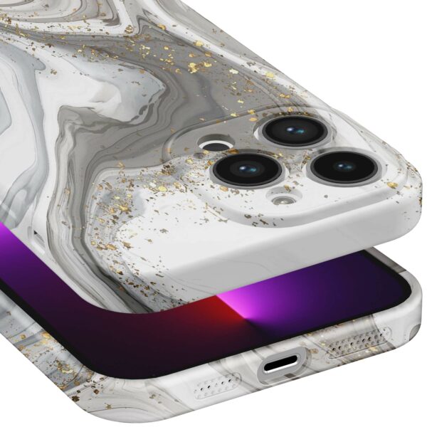 zilver marmer opdruk_iPhone 13 Pro telefoonhoesje met volledige rondom bedrukking (5)