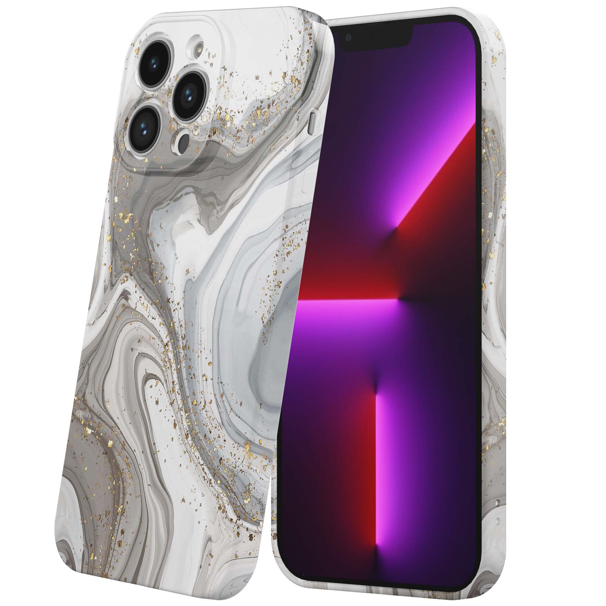 zilver marmer opdruk_iPhone 13 Pro telefoonhoesje met volledige rondom bedrukking (6)