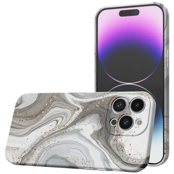 zilver marmer opdruk_iPhone 14 Pro Max telefoonhoesje met volledige rondom bedrukking (1)