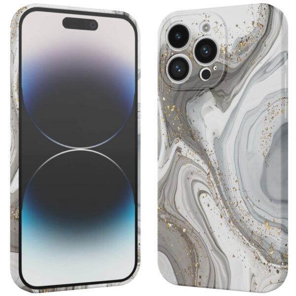 zilver marmer opdruk_iPhone 14 Pro telefoonhoesje met volledige rondom bedrukking (3)