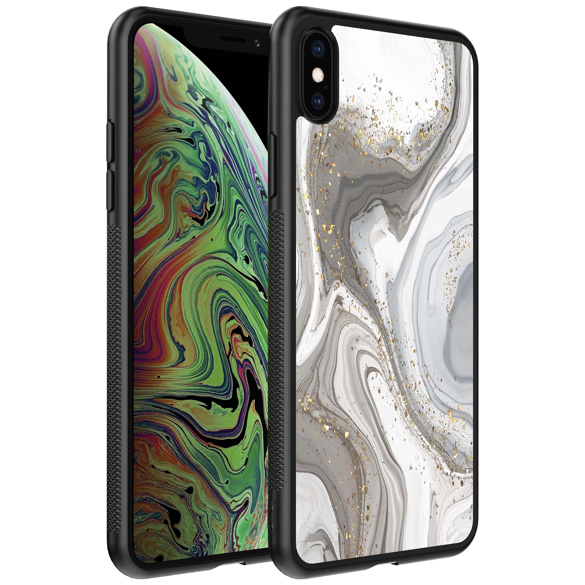 zilver marmer opdruk_iPhone X-Xs telefoonhoesje (1)