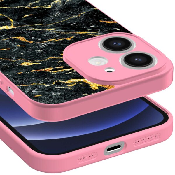 zwart goud marmer opdruk_iPhone 12 Telefoonhoesje met roze rand (3)