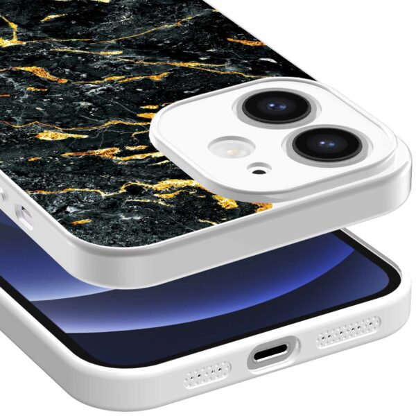 zwart goud marmer opdruk_iPhone 12 Telefoonhoesje met witte rand (3)