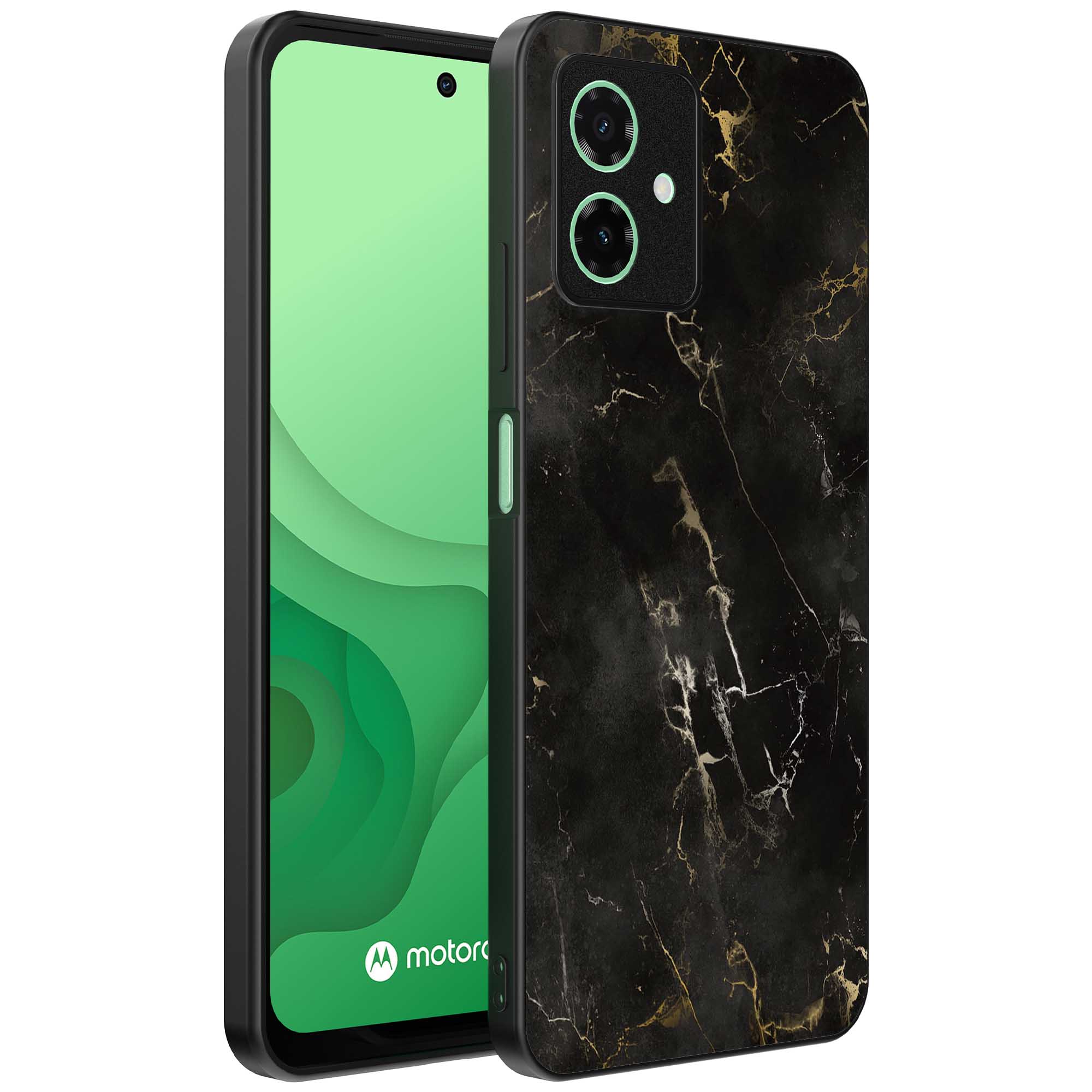 zwart marmer opdruk_Motorola Moto G54 telefoonhoesje met
