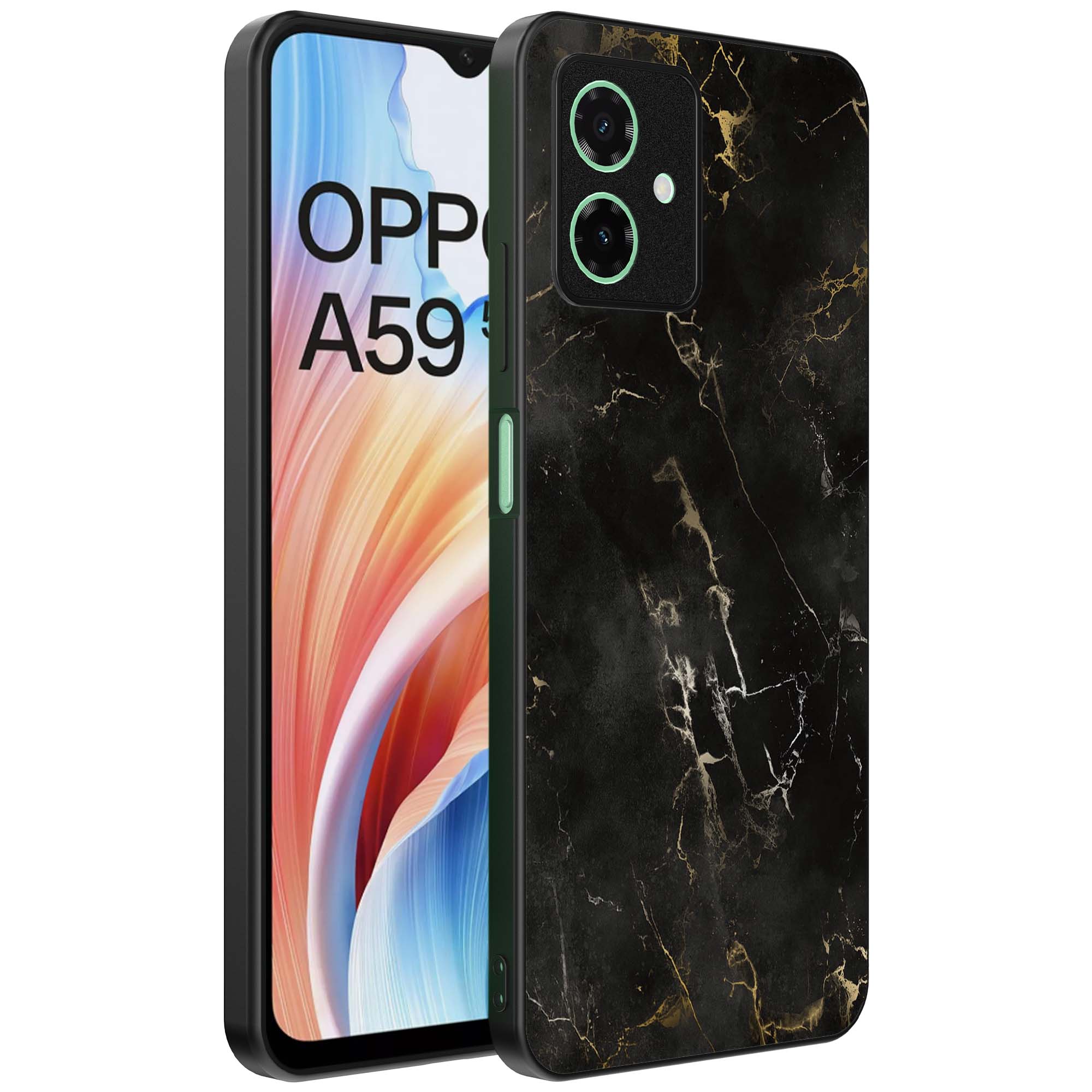 zwart marmer opdruk_Oppo A59 telefoonhoesje (1)