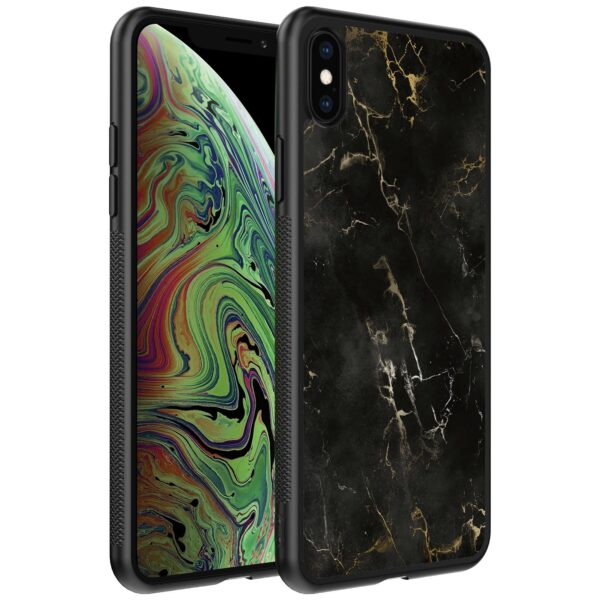 zwart marmer opdruk_iPhone X-Xs telefoonhoesje (1)