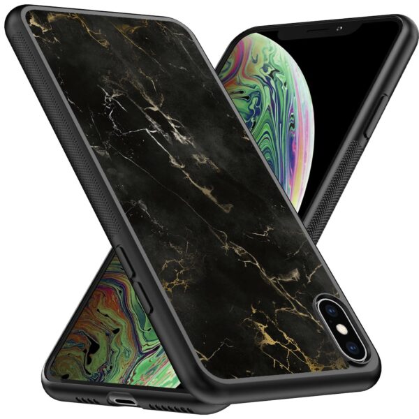 zwart marmer opdruk_iPhone X-Xs telefoonhoesje (2)