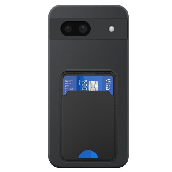 Google PIxel 8A telefoonhoesje siliconen zwart (2)_met pasjeshouder zwart TPU (2)
