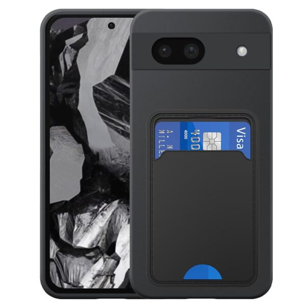 Google PIxel 8A telefoonhoesje siliconen zwart_met pasjeshouder zwart TPU