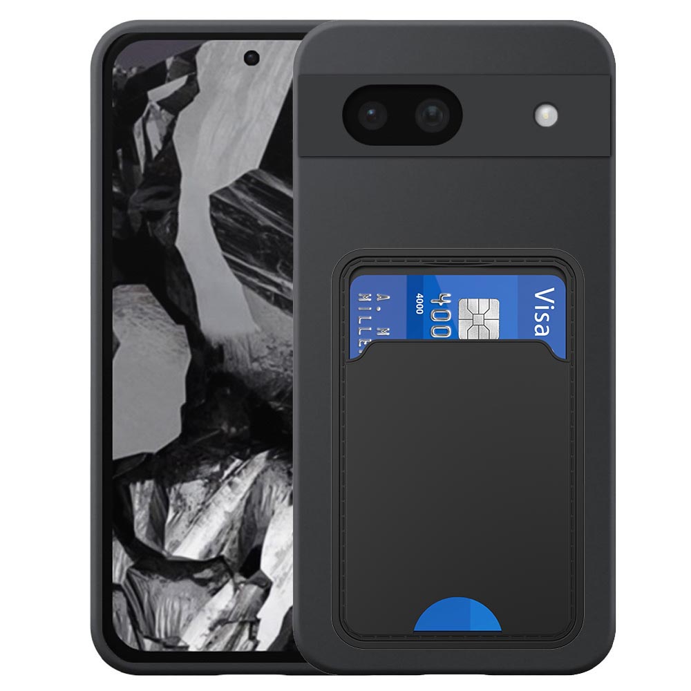 Google PIxel 8A telefoonhoesje siliconen zwart_met pasjeshouder zwart TPU