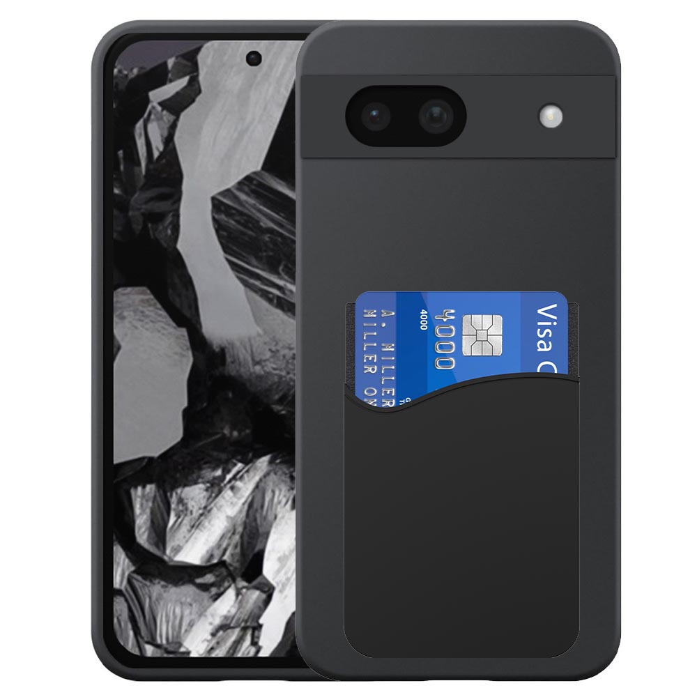 Google PIxel 8A telefoonhoesje siliconen zwart_met pasjeshouder zwart siliconen
