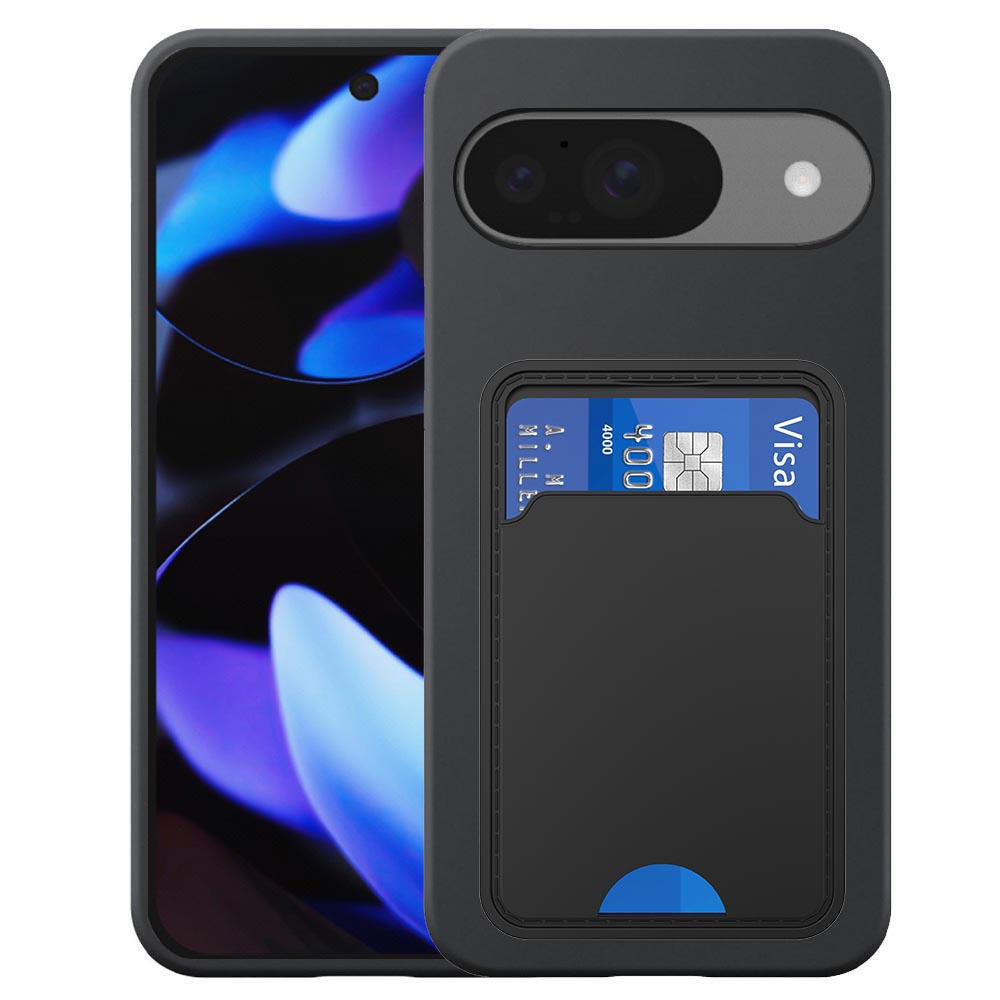Google PIxel 9-9 Pro telefoonhoesje siliconen zwart_met pasjeshouder zwart TPU