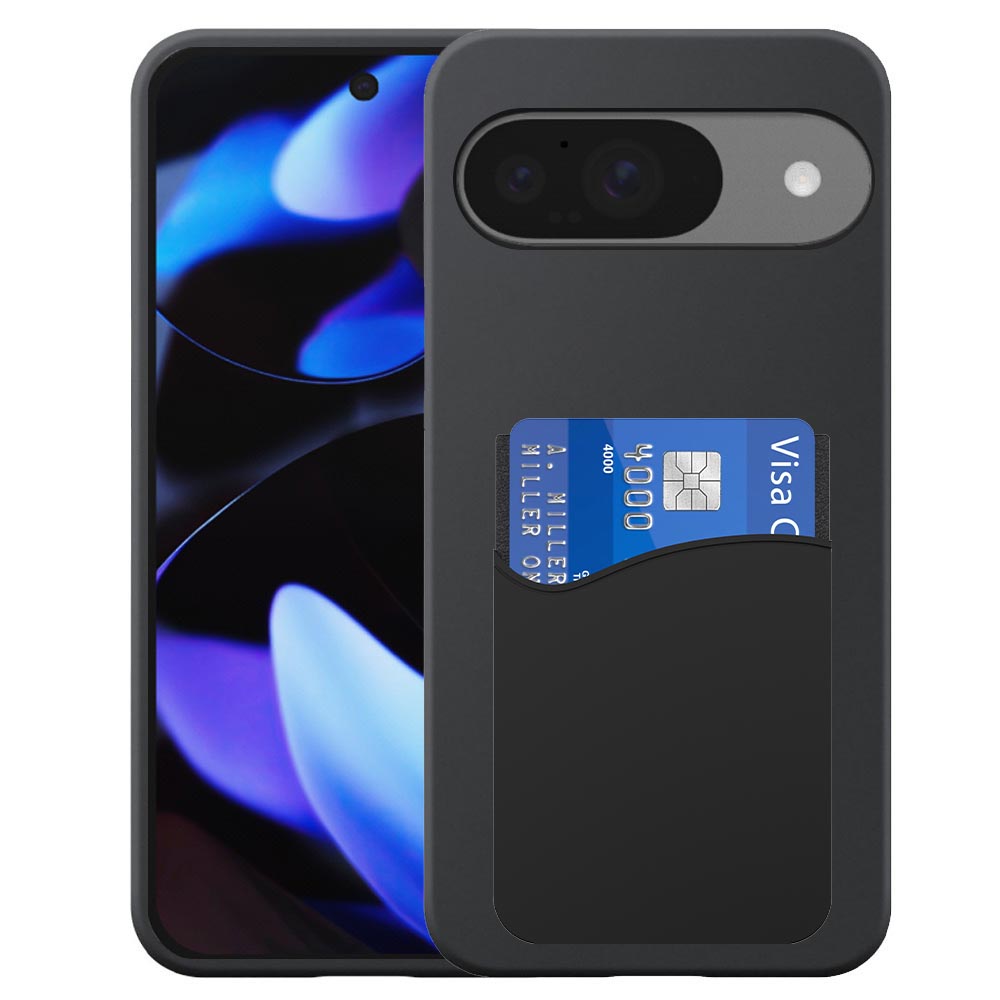 Google PIxel 9-9 Pro telefoonhoesje siliconen zwart_met pasjeshouder zwart siliconen