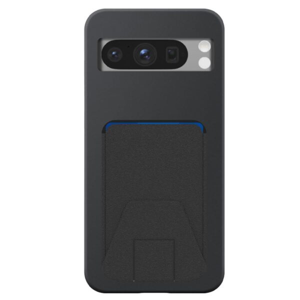 Google Pixel 8 Protelefoonhoesje siliconen zwart (2)_met verstelbare leren pasjeshouder