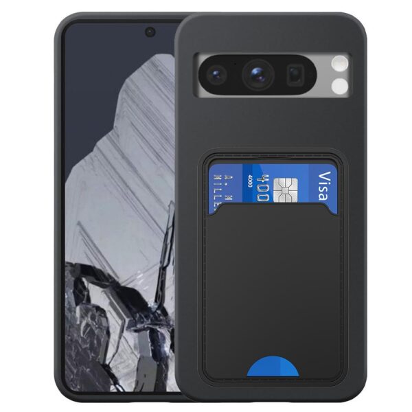 Google Pixel 8 Protelefoonhoesje siliconen zwart_met pasjeshouder zwart TPU