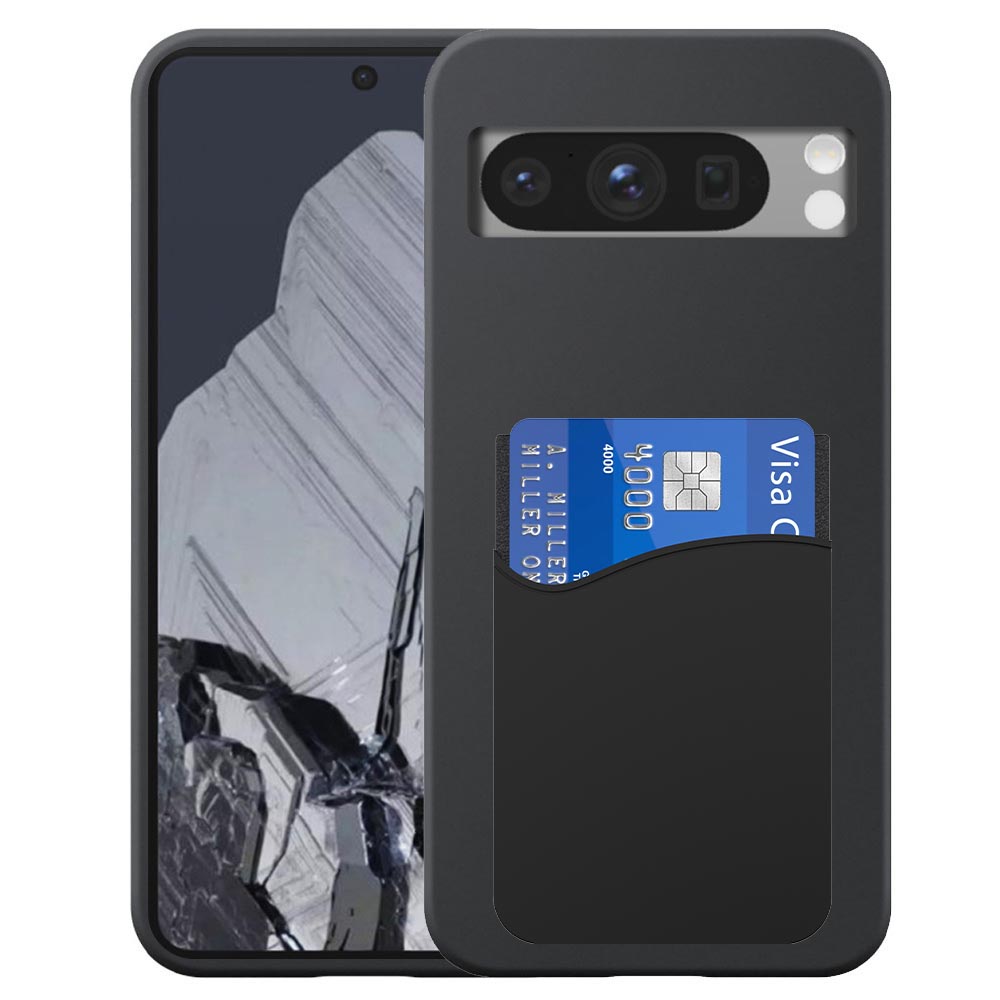 Google Pixel 8 Protelefoonhoesje siliconen zwart_met pasjeshouder zwart siliconen