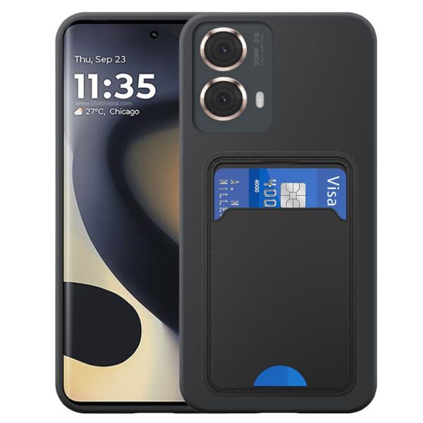 Motorola Edge 2024 telefoonhoesje siliconen zwart_met pasjeshouder zwart TPU