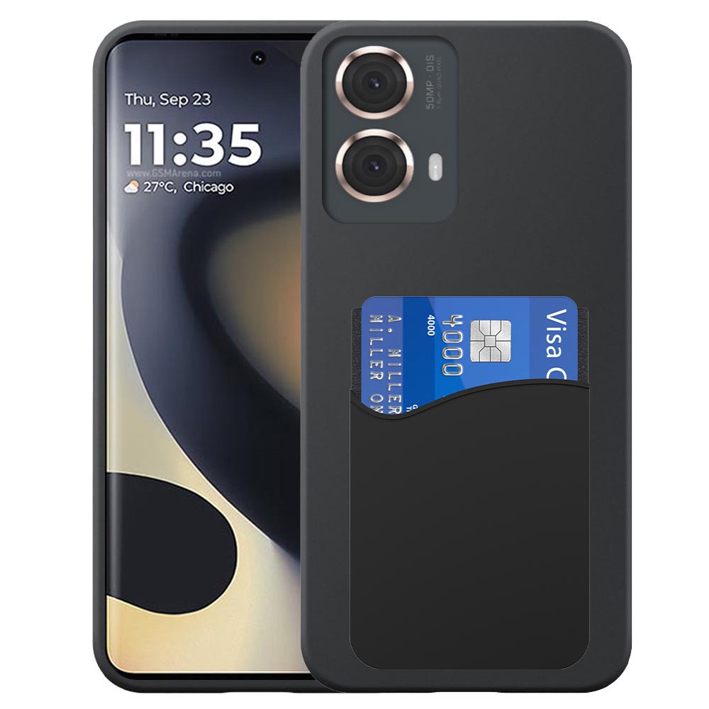 Motorola Edge 2024 telefoonhoesje siliconen zwart_met pasjeshouder zwart siliconen