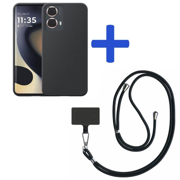 Motorola Edge 2024 telefoonhoesje siliconen zwart_met zwart afneembaar koord (2)