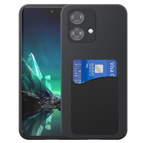Motorola Moto G Power 2024 telefoonhoesje siliconen zwart_met pasjeshouder zwart siliconen