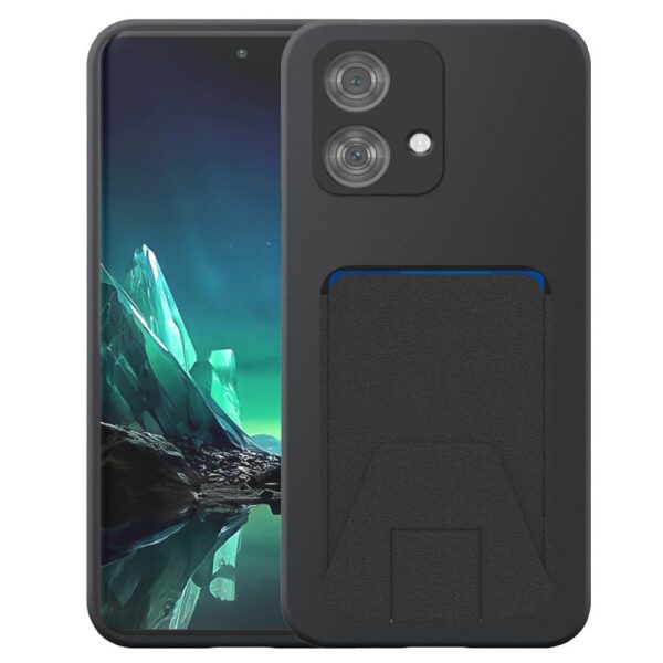 Motorola Edge 40 Neo telefoonhoesje siliconen zwart_met verstelbare leren pasjeshouder