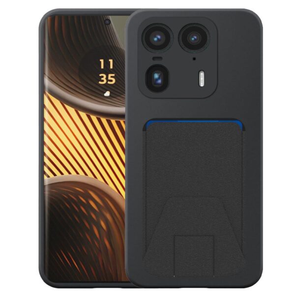 Motorola Edge 50 Ultra-X50 Ultra telefoonhoesje siliconen zwart_met verstelbare leren pasjeshouder