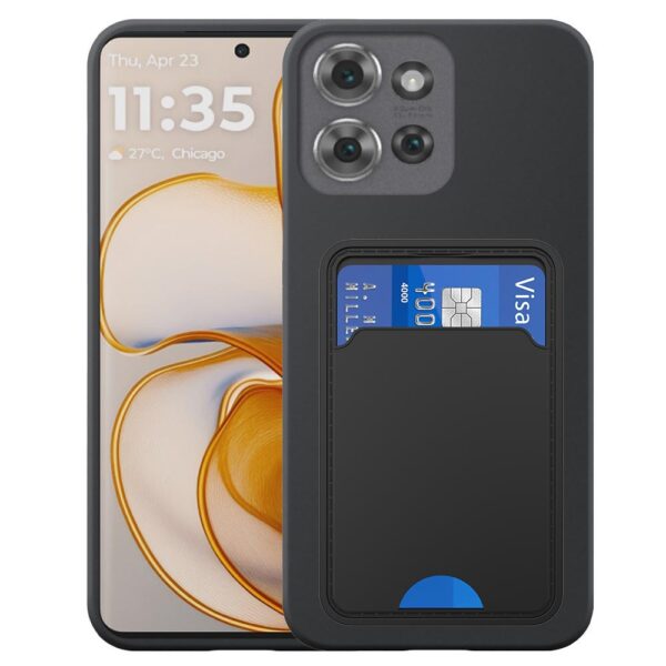 Motorola Edge 50 telefoonhoesje siliconen zwart_met pasjeshouder zwart TPU