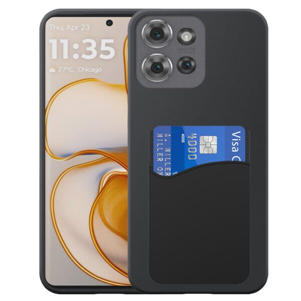 Motorola Edge 50 telefoonhoesje siliconen zwart_met pasjeshouder zwart siliconen