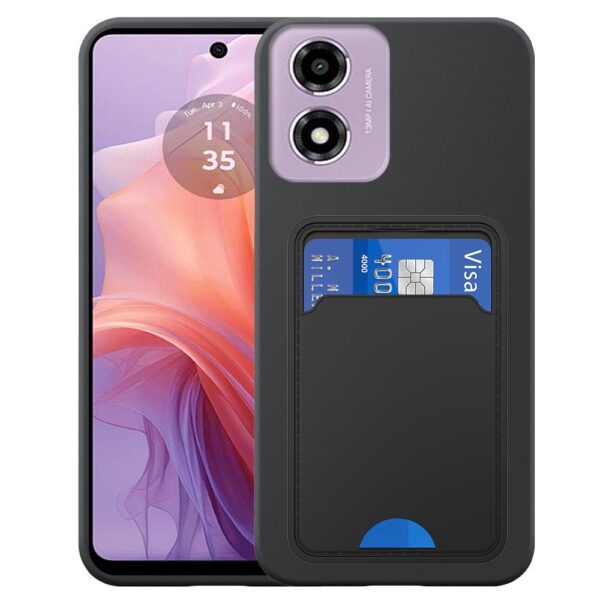 Motorola Moto E14-G04-G24 telefoonhoesje siliconen zwart_met pasjeshouder zwart TPU