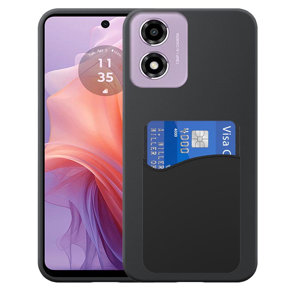 Motorola Moto E14-G04-G24 telefoonhoesje siliconen zwart_met pasjeshouder zwart siliconen