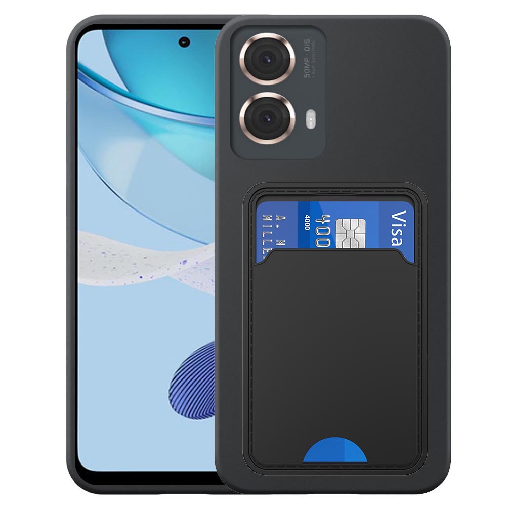 Motorola Moto G 2023 telefoonhoesje siliconen zwart_met pasjeshouder zwart TPU