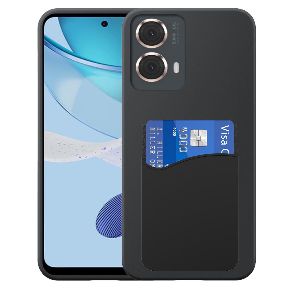 Motorola Moto G 2023 telefoonhoesje siliconen zwart_met pasjeshouder zwart siliconen