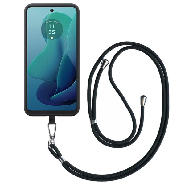 Motorola Moto G 2024 telefoonhoesje siliconen zwart (1)_met afneembaar koord