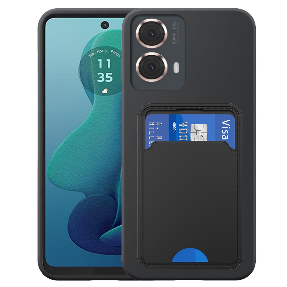 Motorola Moto G 2024 telefoonhoesje siliconen zwart_met pasjeshouder zwart TPU