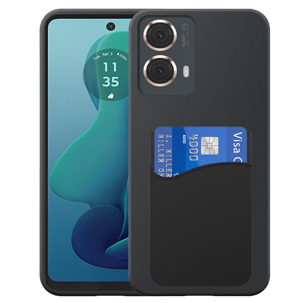 Motorola Moto G 2024 telefoonhoesje siliconen zwart_met pasjeshouder zwart siliconen