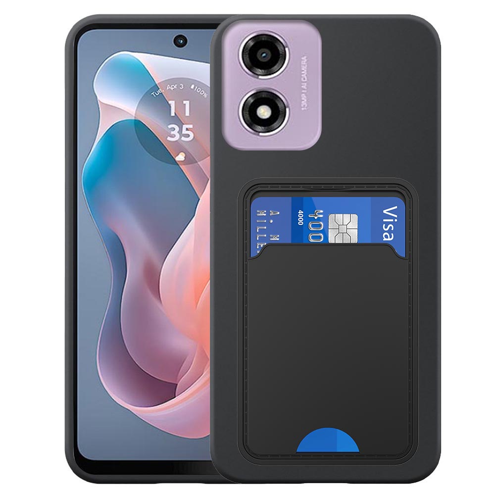 Motorola Moto G Play 2024 telefoonhoesje siliconen zwart_met pasjeshouder zwart TPU