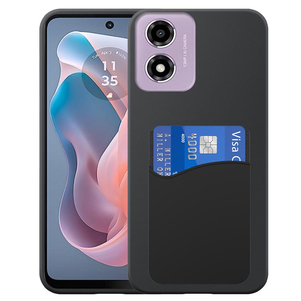 Motorola Moto G Play 2024 telefoonhoesje siliconen zwart_met pasjeshouder zwart siliconen