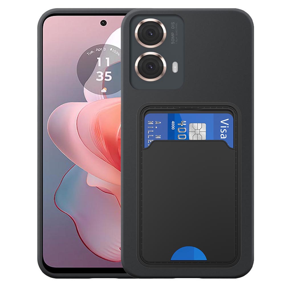 Motorola Moto G Power 2024 telefoonhoesje siliconen zwart_met pasjeshouder zwart TPU