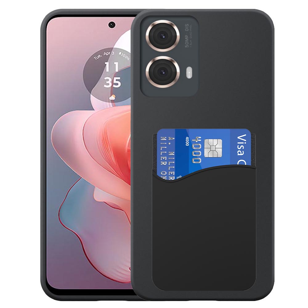 Motorola Moto G Power 2024 telefoonhoesje siliconen zwart_met pasjeshouder zwart siliconen