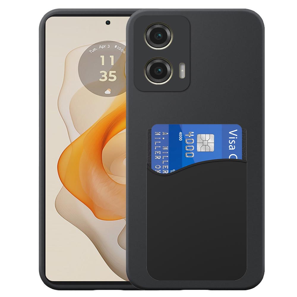 Motorola Moto G Stylus 5G 2024 telefoonhoesje siliconen zwart_met pasjeshouder zwart siliconen
