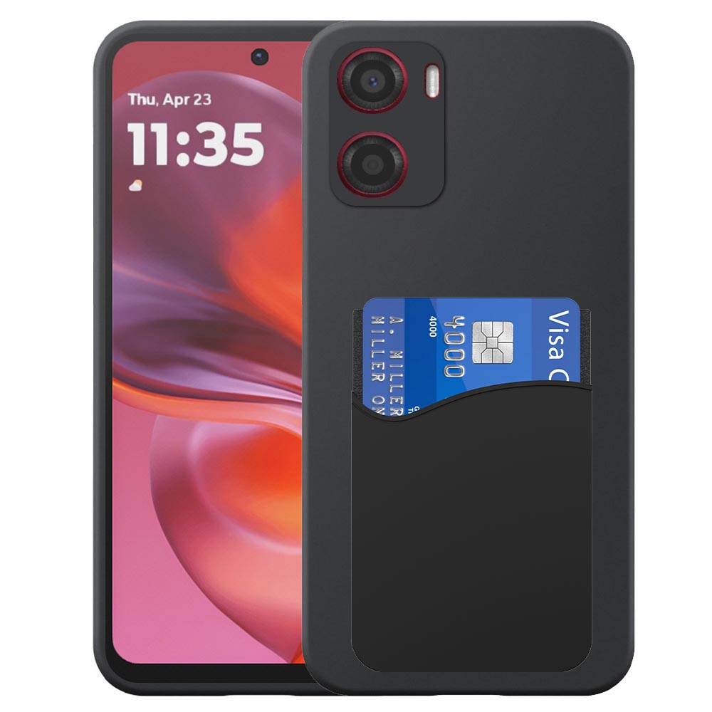 Motorola Moto G05-E15 telefoonhoesje siliconen zwart_met pasjeshouder zwart siliconen