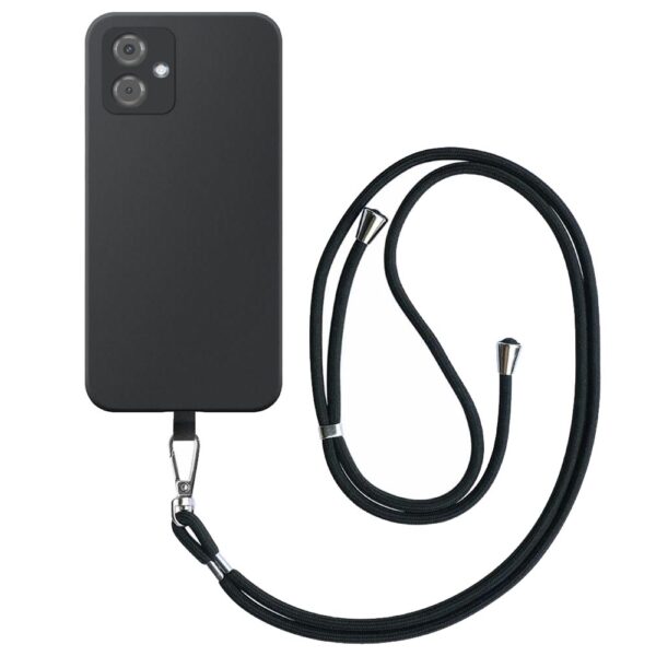 Motorola Moto G14 telefoonhoesje siliconen zwart (2)_met afneembaar koord