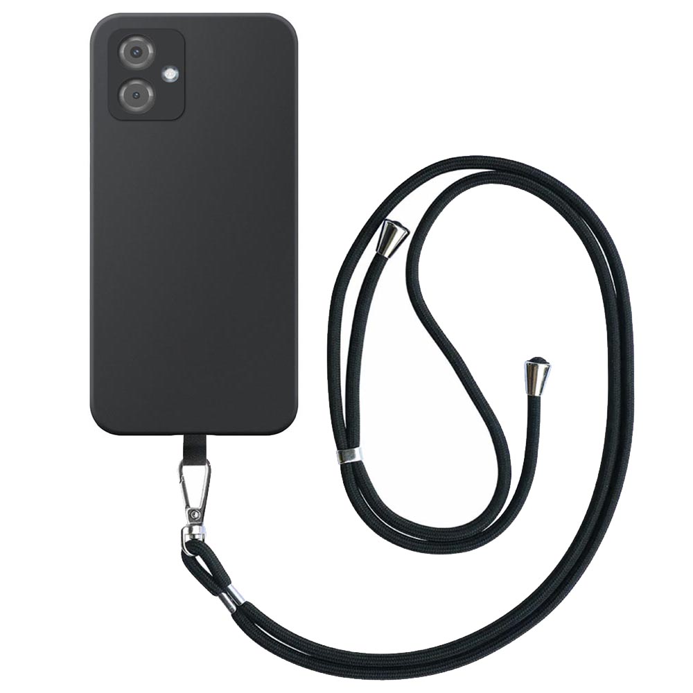 Motorola Moto G14 telefoonhoesje siliconen zwart (2)_met afneembaar koord