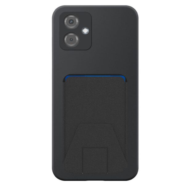 Motorola Moto G14 telefoonhoesje siliconen zwart (2)_met verstelbare leren pasjeshouder
