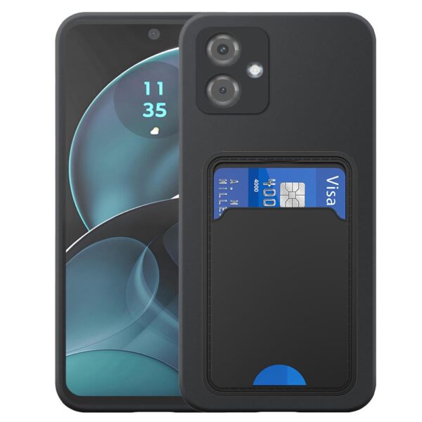 Motorola Moto G14 telefoonhoesje siliconen zwart_met pasjeshouder zwart TPU