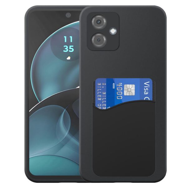 Motorola Moto G14 telefoonhoesje siliconen zwart_met pasjeshouder zwart siliconen