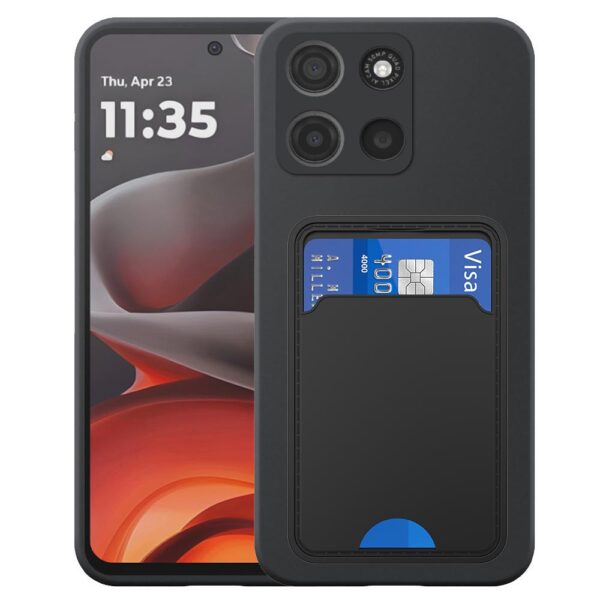 Motorola Moto G15 telefoonhoesje siliconen zwart_met pasjeshouder zwart TPU