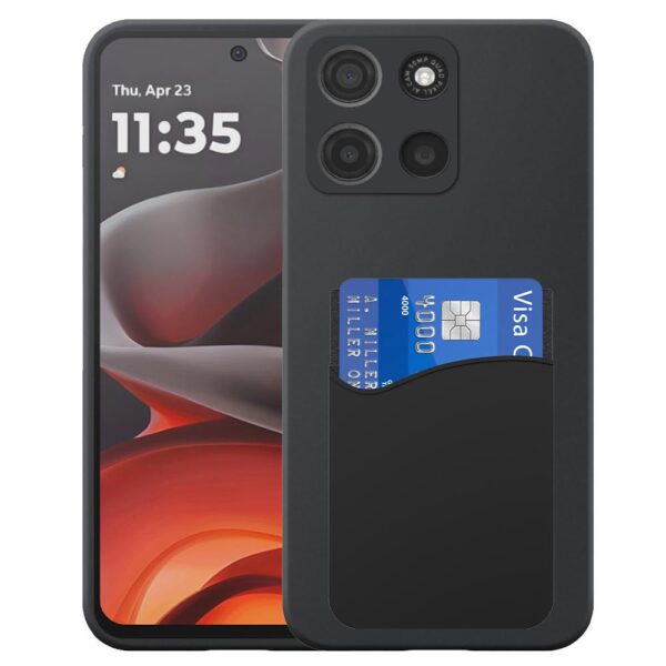 Motorola Moto G15 telefoonhoesje siliconen zwart_met pasjeshouder zwart siliconen