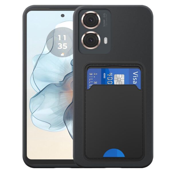 Motorola Moto G24 Power telefoonhoesje siliconen zwart_met pasjeshouder zwart TPU
