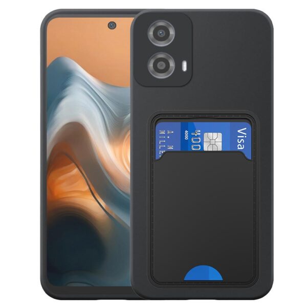 Motorola Moto G34-G45 telefoonhoesje siliconen zwart_met pasjeshouder zwart TPU